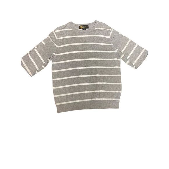 OLEG Cassini - MENS Cashmere and Cotton Blend Striped Sweater - Picture 4 of 5